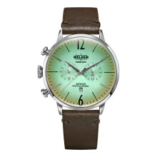 Мужские наручные часы с ремешком Мужские наручные часы с коричневым кожаным ремешком Welder WWRC302 ( 45 mm)
