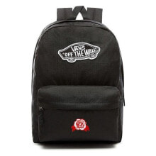 Женский спортивный рюкзак черный с логотипом VANS Realm Backpack szkolny Custom White Rose - VN0A3UI6BLK