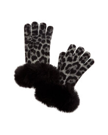 Купить женские перчатки и варежки sofiacashmere: Sofiacashmere Leopard Print Cashmere Gloves Women's Grey