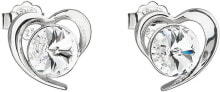 Женские ювелирные серьги Silver earrings with white heart Swarovski 31259.1