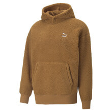 Puma Classics Sherpa Pullover Hoodie Mens Brown Casual Outerwear 53560774