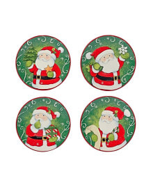 Certified International holiday Magic Santa 4 Piece Canape Plate Set