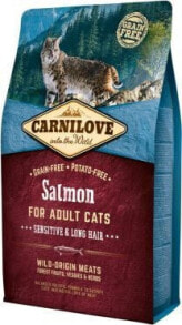 Сухие корма для кошек Сухой корм для кошек CARNILOVE, для длинношерстных, с лососем