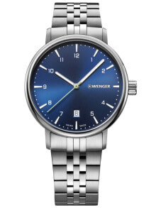 Аналоговые мужские наручные часы с серебряным браслетом Wenger 01.1731.121 Metropolitan mens 40mm 10ATM