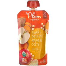 Детское пюре Plum Organics, Organic Baby Food, 6 Mos & Up, Sweet Potato, Apple & Corn, 4 oz (113 g)
