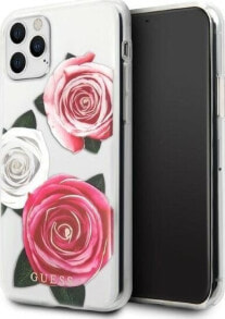 Guess Etui Guess GUHCN58ROSTRT Apple iPhone 11 Pro transparent hardcase Flower Desire Pink & White Rose