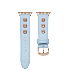 Posh Tech rebel Light Blue Genuine Leather and Stud Band for Apple Watch, 42mm-44mm