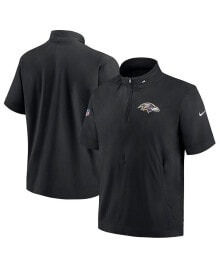 Nike men's Black Baltimore Ravens Sideline Coach Short Sleeve Hoodie Quarter-Zip Jacket