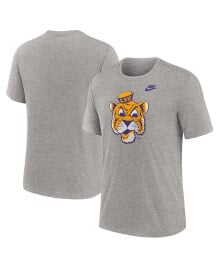 Nike men's Heather Gray LSU Tigers Blitz Evergreen Legacy Primary Tri-Blend T-Shirt