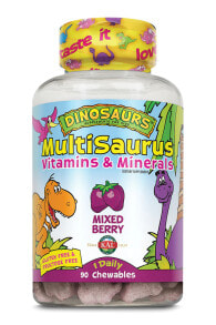 Витаминно-минеральные комплексы kAL Dinosaurs MultiSaurus Комплекс из 11 витаминов и минералов для детей, со вкусом яголного микса 90 жевательных таблеток