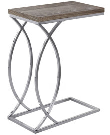 Monarch Specialties chrome Metal Edgeside Accent Table in Dark Taupe