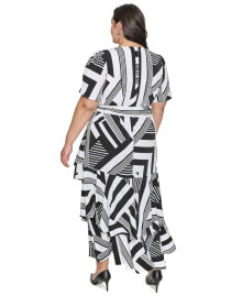 KARL LAGERFELD PARIS plus Size Printed Faux-Wrap Maxi Dress, Created for Macy's