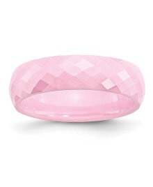 Ceramic Pink Faceted Polished Wedding Band Ring купить онлайн