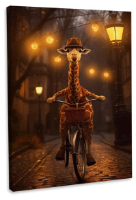 Leinwandbild Giraffe-Fahrrad