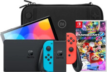 Купить все игровые приставки Nintendo: Nintendo Switch OLED Blue/Red + Mario Kart 8 Deluxe + BlueBuilt Travel Case