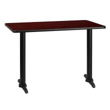 Flash Furniture 30'' X 42'' Rectangular Mahogany Laminate Table Top With 5'' X 22'' Table Height Bases