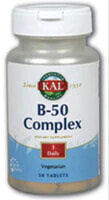 Витамины группы В KAL B-50 Complex Комплекс витаминов группы В 50 мг 50 таблеток