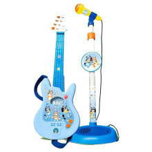 REIG MUSICALES Guitar And Microphone With Extendable Foot Bluey Adjustable Height 60x30x17 cm