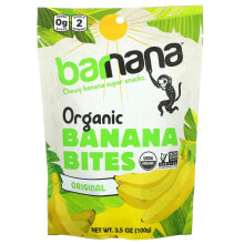 Сушеные фрукты и ягоды барнана, Органические банановые кусочки, оригинальные, 100 г (3,5 унции)