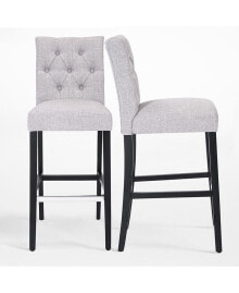 WestinTrends linen Fabric Tufted Bar Stool (Set of 2)