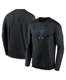 Nike men's Black New York Mets Authentic Collection Team Logo Legend Performance Long Sleeve T-shirt
