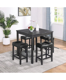 Simplie Fun dining Table, Bar Table and Chairs Set, 5 Piece Dining Table Set, Industrial Breakfast Table Set, for Living Room, Dining Room, Game Room,old sku W1781110644