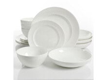 Gibson Elite Gracious Dining 16 Piece Bone China Double Bowl Dinnerware Set in W