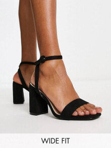 Женские босоножки rAID Wide Fit Wink block heel sandals in black