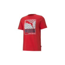 Мужские футболки Мужская спортивная футболка красная с принтом  Puma Cat Box Tee