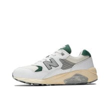 New Balance NB 580 复古舒适轻量 织物皮革防滑耐磨透气 低帮 休闲跑步鞋 男女同款 白绿黄