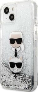 Karl Lagerfeld Etui Karl Lagerfeld KLHCP13SKICGLS Apple iPhone 13 mini srebrny/silver hardcase Liquid Glitter Karl&Choupette Head