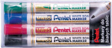 Фломастеры для рисования для детей Pentel Сухой стираемый маркер MW85, 4 цвета  ETUI