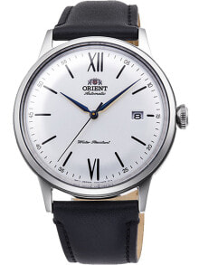 Мужские наручные часы с ремешком Мужские наручные часы с черным кожаным ремешком Orient RA-AC0022S10B Automatik Herren 41mm 3ATM