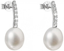 Женские ювелирные серьги Silver earrings with pearls Pavon 21034.1