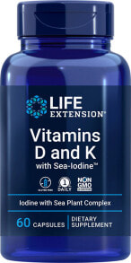 Vitamin D life Extension Vitamins D and K with Sea-Iodine™ -- 60 Capsules