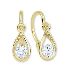 Ювелирные серьги Charming gold earrings with clear crystals 236 001 01016