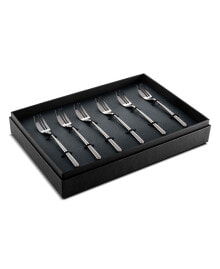 Due Ice Oro Nero Gift Boxed Cake Forks Flatware Set, 6 Piece