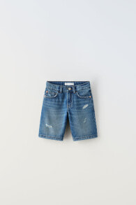 Ripped denim bermuda shorts