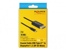 DeLOCK 83710 видео кабель адаптер 2 m USB Type-C DisplayPort Черный