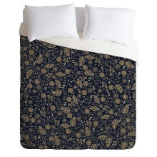 Navy Floral Iveta Abolina Crystalline Water Duvet Cover (Twin) - Deny Designs