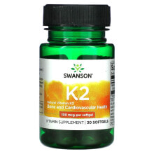 Витамин К Swanson, Натуральный витамин K2, 50 мкг, 30 мягких таблеток