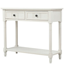 Simplie Fun daisy Series Console Table Traditional Design With Two Drawers And Bottom Shelf