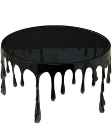 Rosemary Lane aluminum Drip Coffee Table with Melting Designed Legs and Shaded Glass Top, 36