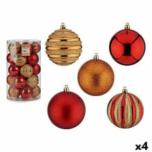 Set of Christmas balls Red Orange PVC Ø 8 cm (4 Units)