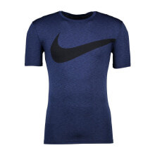 Мужские спортивные футболки Мужская спортивная футболка синяя с логотипом NIKE Breathe Hyper Dry GFX Short Sleeve T-Shirt