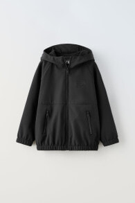 Water-repellent soft shell hooded jacket