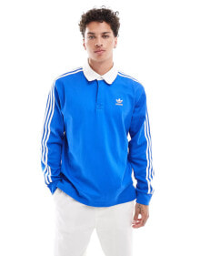 adidas Originals Adicolour rugby top in blue купить онлайн