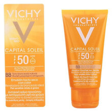 BB, CC и DD кремы Vichy Capital Soleil Tinted Dry Touch Face Fluid Spf Солнцезащитный BB флюид для лица, выравнивающий тон кожи, для чувствительной и жирной кожи 50 мл