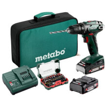 Купить шуруповёрты Metabo: Metabo Akku-Bohrschrauber BS 18 2x 2,0 Ah+Lader + Bit-Satz in Tasche