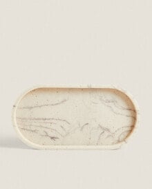 Marble-effect resin bathroom tray